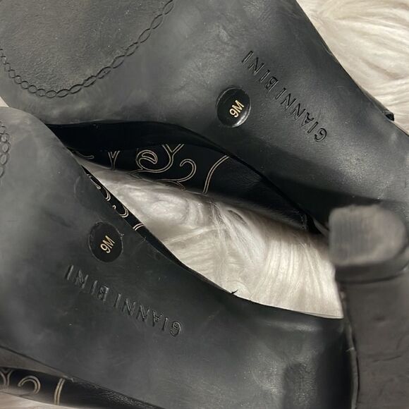 Gianni Bini Marlena Black Swirl Print Leather Slingback Heels Sz 9 - Picture 10 of 14